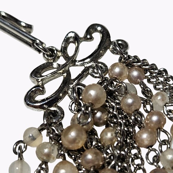 Elegant Faux Pearl Chunky Popcorn Multi Strand Chain Statement Necklace - Picture 6 of 9